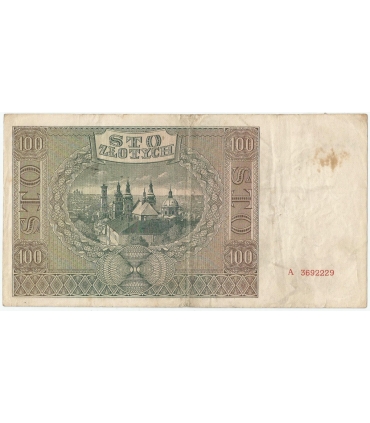 Banknot 100 złotych 1941 stan 3, Ser. A