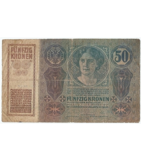 Austro-Węgry, 50 koron, 1914, stan 3-/4+