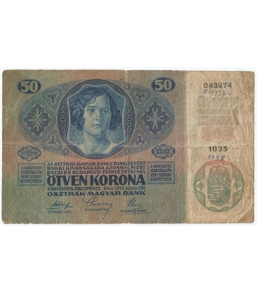 Austro-Węgry, 50 koron, 1914, stan 3-/4+