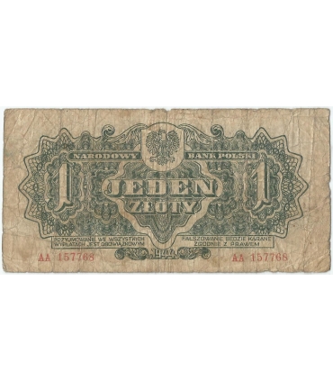 1 złoty 1944, w klauzuli OBOWIĄZKOWYM, seria AA, st. 5