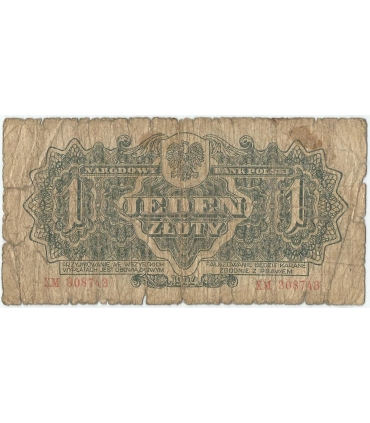 1 złoty 1944, w klauzuli OBOWIĄZKOWYM, seria XM, st. 5