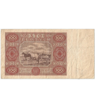 100 złotych 1947, Ser. H, stan 3-/4+, rzadka seria