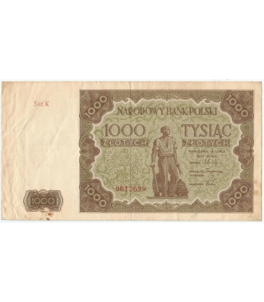 1000 zł, 1947, stan 2, seria K