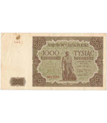 1000 zł, 1947, stan 2, seria K