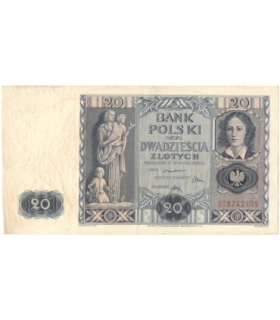 Banknot 20zł, 1936r, stan 3, Seria CK9666300