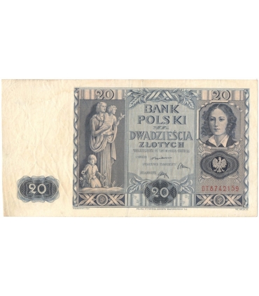 Banknot 20zł, 1936r, stan 3, Seria CK9666300