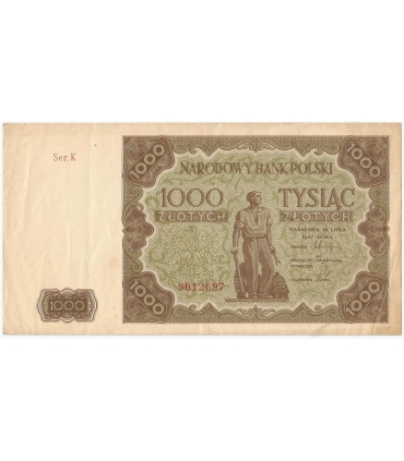 1000 zł, 1947, stan 2, seria K