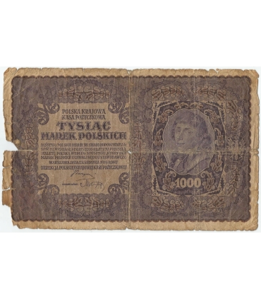 1000 marek polskich 1919, I seria BT, stan 5