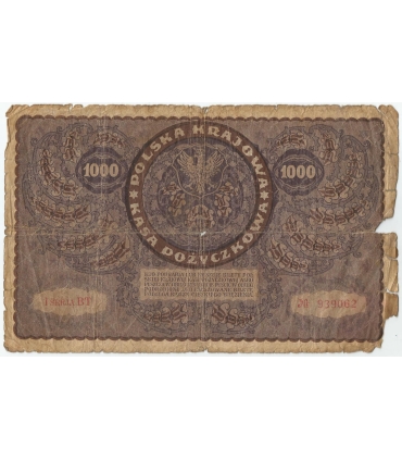 1000 marek polskich 1919, I seria BT, stan 5