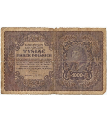 1000 marek polskich 1919, I seria BU, stan 4-