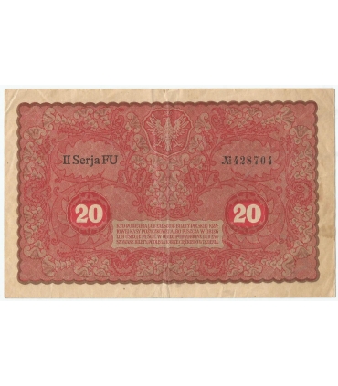 20 marek polskich (PKKP) 1919, stan 3-, II serja FU