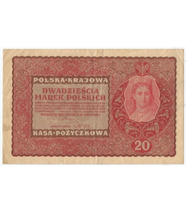 20 marek polskich (PKKP) 1919, stan 3-, II serja FU