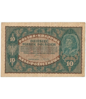 10 marek polskich, rok 1919, stan 3-, II Seria BV