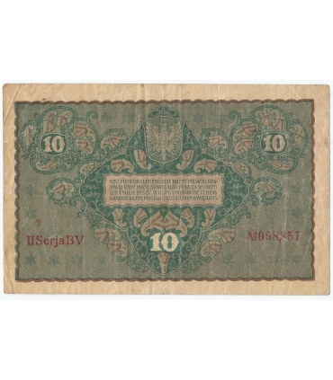 10 marek polskich, rok 1919, stan 3-, II Seria BV