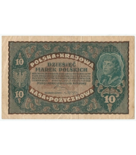 10 marek polskich, rok 1919, stan 3/3-, II Seria CD