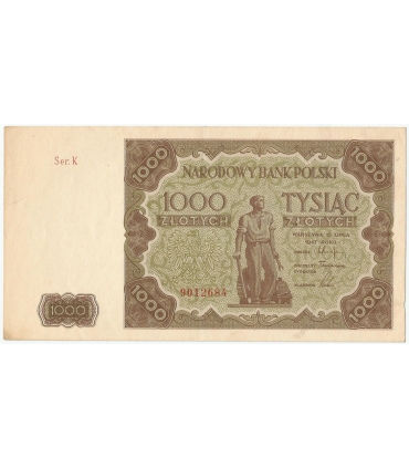 1000 zł, 1947, stan 3+, seria K