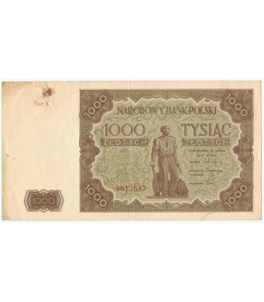 1000 zł, 1947, stan 2, seria K