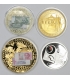 Zestaw 4 medali kolekcjonerskich – banknoty Europa / Brama Brandenburska / Michael Schumacher – kapsle