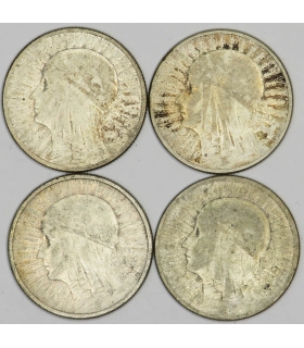 LOT 4 x 2 złote głowa kobiety 1932, 1933, 1934