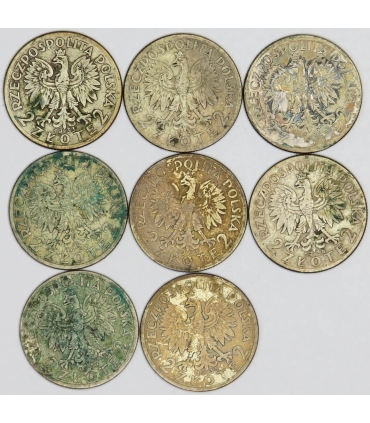 LOT 4 x 2 złote głowa kobiety 1932, 1933, 1934