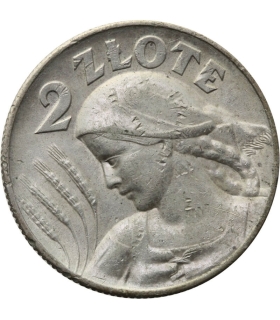 2 zł Żniwiarka 1925 z kropką, Londyn, stan 3+