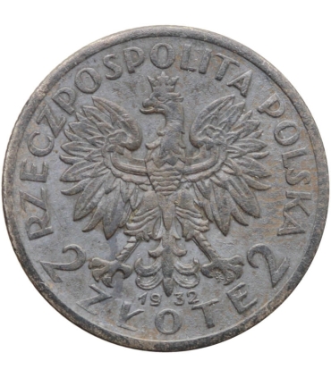 2 złote głowa kobiety 1933, stan 3-