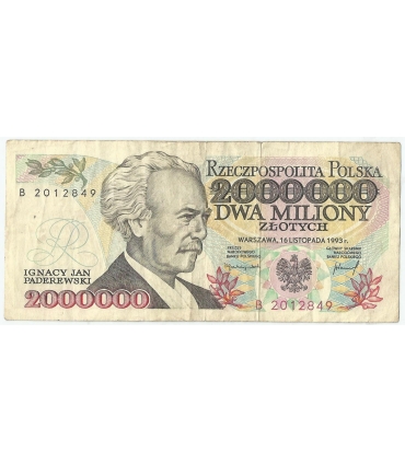 2000000 zł Paderewski 1993, seria B, stan 3-