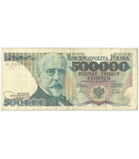 500000 zł Henryk Sienkiewicz 1990, seria H, stan 3
