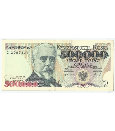 500000 zł Henryk Sienkiewicz 1990, seria C, stan 2/2+