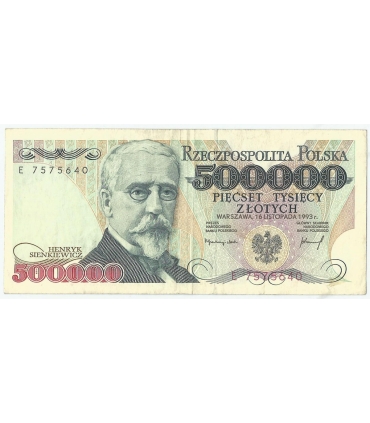 500000 zł Henryk Sienkiewicz 1993, seria K, stan 3