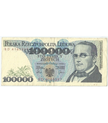 100000 zł Stanisław Moniuszko 1990, seria BD stan 3