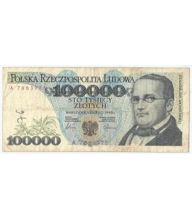 100000 zł Stanisław Moniuszko 1990, stan 3, seria A, rzadka seria