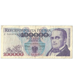 100000 zł Stanisław Moniuszko 1993, seria U, stan 3