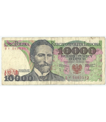 10000 zł Stanisław Wyspiański 1988, seria BY, stan 3/3-