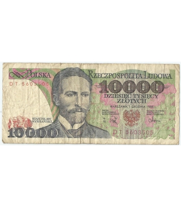10000 zł Stanisław Wyspiański 1988, seria DT, stan 3/3-