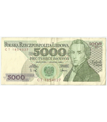 5000 zł Fryderyk Chopin,1988, seria CT, stan 3