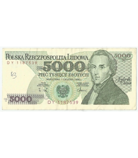 5000 zł Fryderyk Chopin,1988, seria DY, stan 3