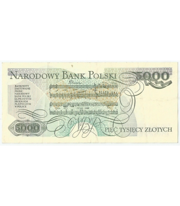5000 zł Fryderyk Chopin,1988, seria DH, stan 2-