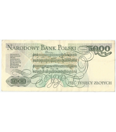 5000 zł Fryderyk Chopin,1988, seria AG, stan 2-