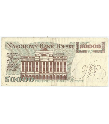 50000 zł Stanisław Staszic 1989, seria AW stan 3-