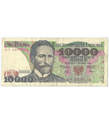 10000 zł Stanisław Wyspiański 1988, seria BY, stan 3/3-