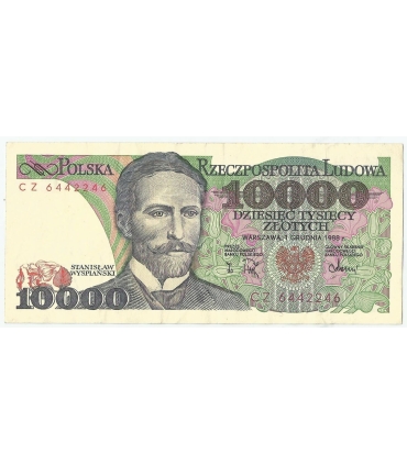 10000 zł Stanisław Wyspiański 1988, seria CZ 6442246 , stan 3/3+