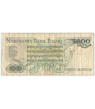 5000 zł Fryderyk Chopin,1988, seria CY, stan 3-/4+