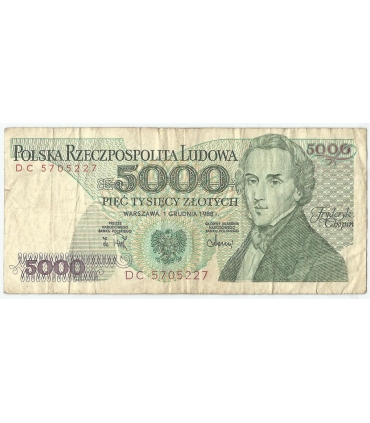 5000 zł Fryderyk Chopin,1988, seria DC, stan 3-/4+