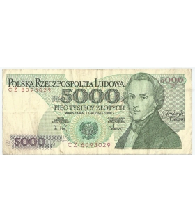 5000 zł Fryderyk Chopin,1988, seria CZ, stan 3-/4+