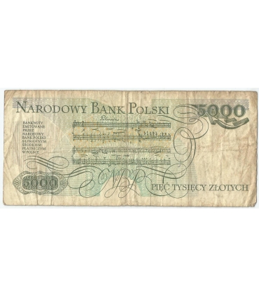 5000 zł Fryderyk Chopin,1988, seria DP, stan 3-/4+