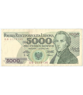 5000 zł Fryderyk Chopin,1988, seria DB, stan 3