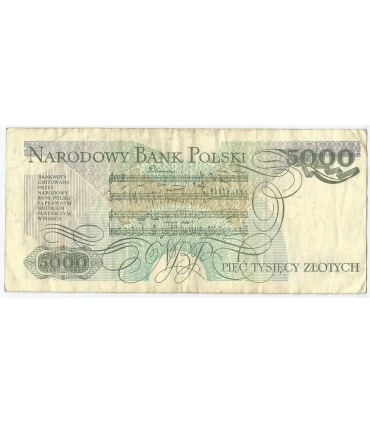 5000 zł Fryderyk Chopin,1988, seria DH, stan 3-/4+