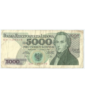 5000 zł Fryderyk Chopin,1988, seria DH, stan 3-/4+