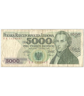 5000 zł Fryderyk Chopin,1988, seria EA, stan 3-/4+